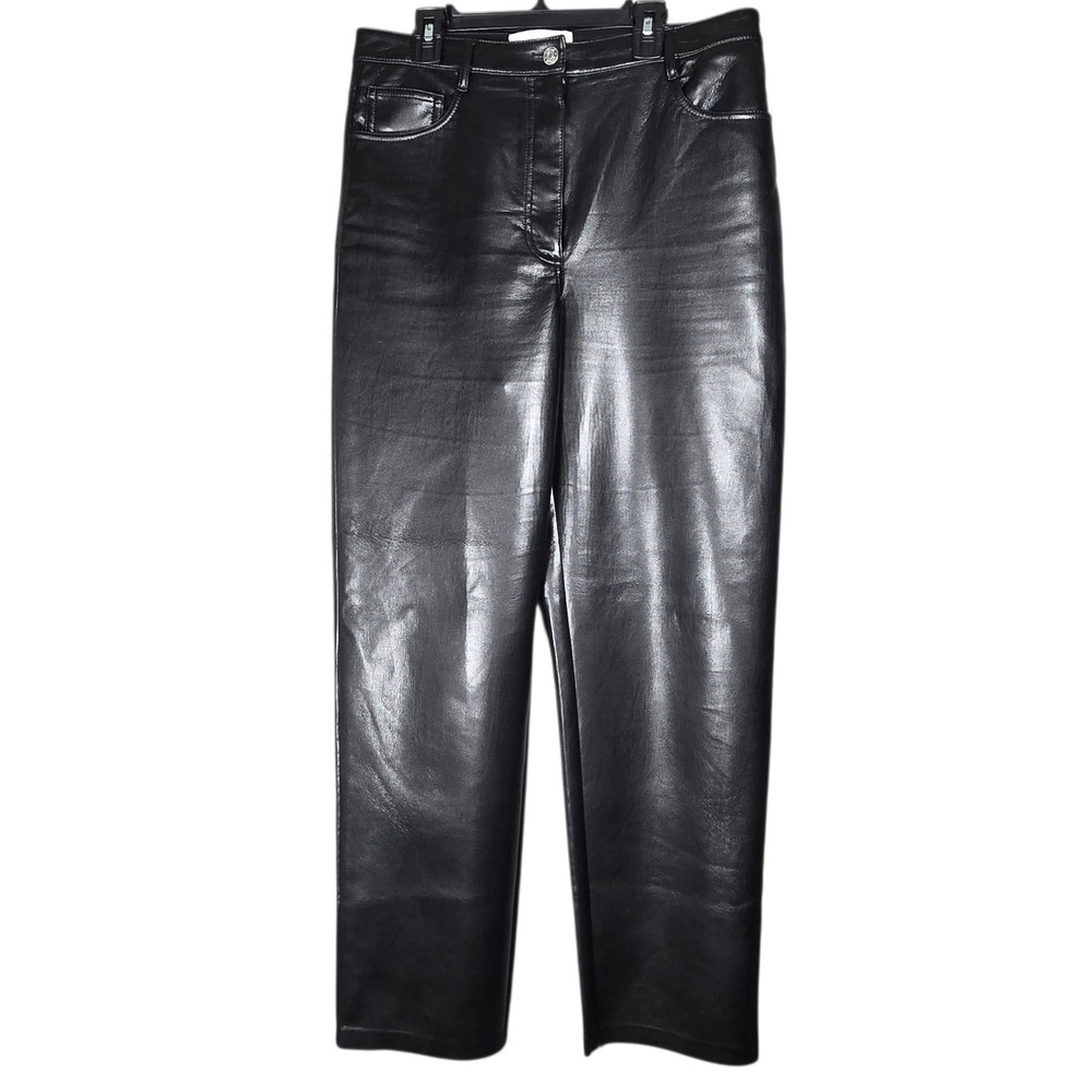 Wilfred Aritzia The Melina Faux Leather Pants Womens 10 Black High Rise Straight